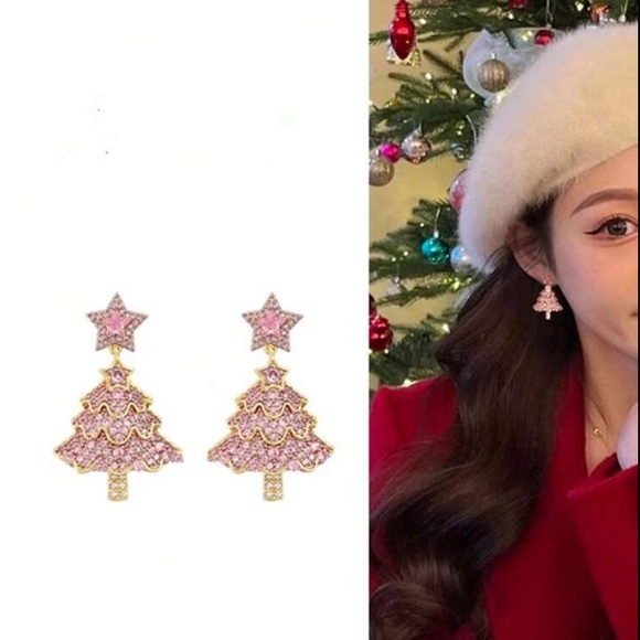 Cubic Zirconia Christmas Tree Earrings - Picture 5 of 7